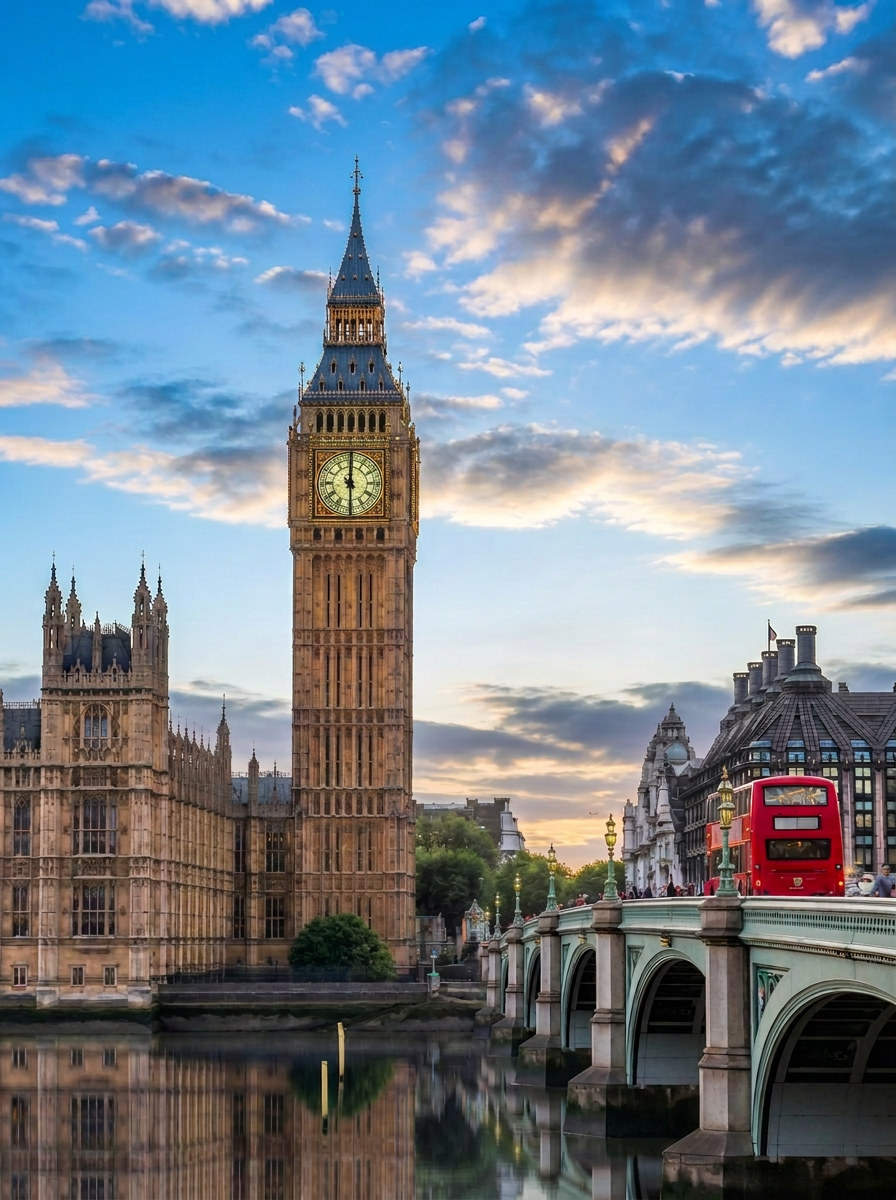 London cityscape at golden hour